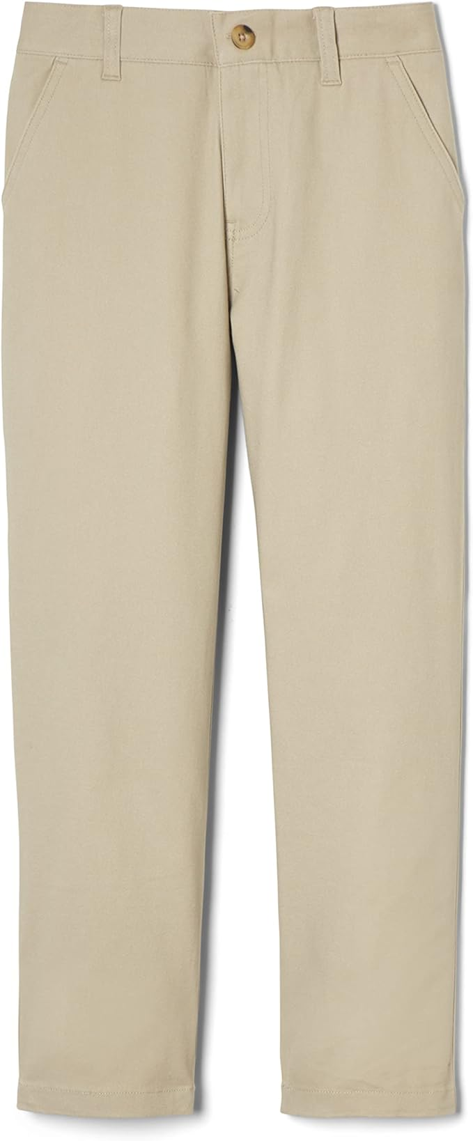 Boys khaki straight fit stretch twill chino pants with adjustable waist