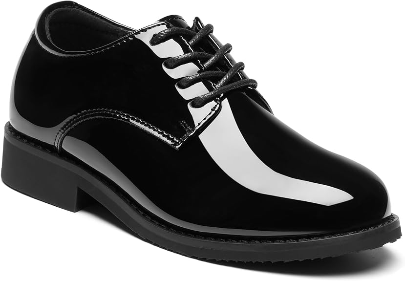 Boys' black patent leather lace-up dress shoes