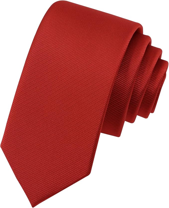 Boys' solid red textured necktie in a classic width