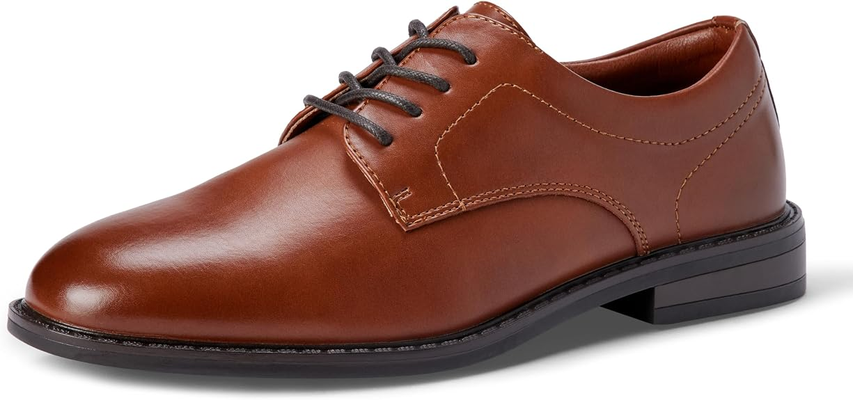 Boys' brown leather lace-up dress shoes with a classic oxford silhouette